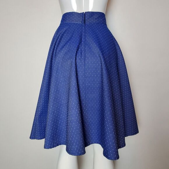 NEW Heart Of Haute Plus Size Blue Polkadot Circle Skirt - Picture 3 of 7